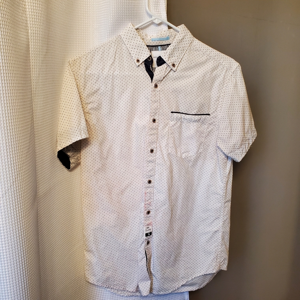 White Button Down With Blue Polka Dots